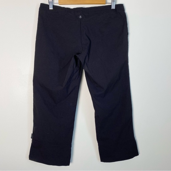 prAna Bliss Wide Leg Black Capri Pants Split Hem Drawstring  Small Nylon Outdoor - Picture 6 of 13